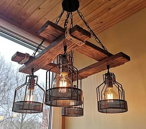 American Vintage Wood Pendant Light